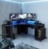 Eckschreibtisch >TEZAUR< Gamingtisch, LED-Wechselbeleuchtung, schwarz - 160x91,1x160cm (B/H/T) Bild 2