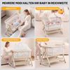 oyajia Beistellbett 3 in 1 Beistellbett Stubenwagen Babybett Baby Reisebett, 6-stufige Höhenverstellung, mit Rollen, Moskitonetz und Matratze Bild 3