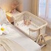 oyajia Beistellbett 3 in 1 Beistellbett Stubenwagen Babybett Baby Reisebett, 6-stufige Höhenverstellung, mit Rollen, Moskitonetz und Matratze Bild 2