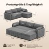Patbrela Ecksofa mit Schlaffunktion, L-Form Ausziehbares Sofa mit Stauraum, Extra tiefe Sitzfläche, Links/Rechts montierbare Ottomane Bild 2