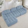Ecksofa modular 79cm×228cm×165cm in L-Form mit Ottoman – 3-Sitzer Wohnzimmersofa aus granuliertem Fleece in Blau Bild 2