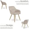 tectake Esszimmerstuhl Polstersessel gepolstert, in Samtoptik, gesteppt, 58 x 62 x 82 cm (Küchenstuhl Marilyn in taupe/gold, 4 St), schlanke, goldene Stahlbeine, bodenschonend, Belastbarkeit 120 kg Bild 2