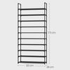 SONGMICS Schuhregal, 10 Ebenen, Schuhablage, Schuhaufbewahrung, schmal, 28 x 83 x 173 cm, Metallgestell, Ablagen aus Vliesstoff, für Flur, Schlafzimmer, schwarz Bild 3