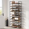 SONGMICS Schuhregal, 10 Ebenen, Schuhablage, Schuhaufbewahrung, schmal, 28 x 83 x 173 cm, Metallgestell, Ablagen aus Vliesstoff, für Flur, Schlafzimmer, schwarz Bild 5