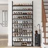 SONGMICS Schuhregal, 10 Ebenen, Schuhablage, Schuhaufbewahrung, schmal, 28 x 83 x 173 cm, Metallgestell, Ablagen aus Vliesstoff, für Flur, Schlafzimmer, schwarz Bild 4
