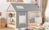Bett 90x200 cm in Hausform aus Kiefernholz – Natur/Grau, offenes Design mit Dach und Fenster Bild 5