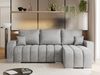 Universelles Ecksofa in Streifen genäht mit Schlaffunktion und Bettkasten, modern Stil - KIRASSO - Hellgrau Velvet Bild 3