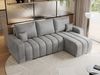 Universelles Ecksofa in Streifen genäht mit Schlaffunktion und Bettkasten, modern Stil - KIRASSO - Hellgrau Velvet Bild 4