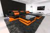 Mini Designer Ledersofa Parma L-Form - Büffelleder - Schwarz-Orange - Rechts Bild 2