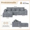 HawthyHome Ecksofa mit Schlaffunktion, Liegesessel, 3 Rückenlehnen & 4 Kissen, Modulares Ecksofa L-Form Cordstoff, frei kombinierbar Bild 2