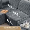 HawthyHome Ecksofa mit Schlaffunktion, Liegesessel, 3 Rückenlehnen & 4 Kissen, Modulares Ecksofa L-Form Cordstoff, frei kombinierbar Bild 3