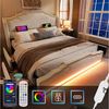 Celya Polsterbett Doppelbett mit 4 Schubladen, LED-Beleuchtung und USB-C-Ladeanschluss (Samt, ohne Matratze), 180×200cm, Stauraumbett und Jugendbett mit Lattenrost Bild 2