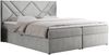 Boxspringbett, Polsterbett mit Multipocket-Matratzen und Topper, dekorativem Kopfteil, zwei Bettkästen - NEOMI - 200 x 200 cm - Hellgrau Stoff - H3 Bild 3