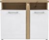FORTE Tuluza Kommode mit LED Beleuchtung, Holzwerkstoff, Weiß/Braun, 103,5 x 85,9 x 43,4 cm Bild 3
