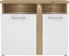 FORTE Tuluza Kommode mit LED Beleuchtung, Holzwerkstoff, Weiß/Braun, 103,5 x 85,9 x 43,4 cm Bild 2
