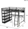 Hochbett mit Schreibtisch, Regal und Leiter, 140x200 cm, Kinderbett mit Rausfallschutz, Metallbett Bild 4