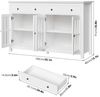 Homfa Sideboard Küchenschrank, Buffetschrank mit 2 Schubladen 4 Glastüren 140x40x91cm weiß Bild 4