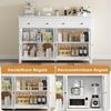 Homfa Sideboard Küchenschrank, Buffetschrank mit 2 Schubladen 4 Glastüren 140x40x91cm weiß Bild 3