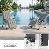 tectake® Sonnenliege klappbar, Liegestuhl, Gartenliege stufenlos verstellbar, Outdoor Sessel für Balkon oder Garten, Liege mit extra Dicker Auflage, Relaxliege belastbar bis 200kg (Hellgrau) Bild 4