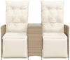 vidaXL Gartensofa 2-Sitzer Verstellbar mit Tisch Beige Poly Rattan 365718 Bild 4