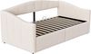 Multifunktionales Polster Schlafsofa mit Bettkasten, hydraulischem Stauraum, Samtbezug, Rückenlehne und Armlehnen, Beige Bild 5