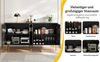 Tongtong Sideboard modernes Sideboard mit 4 Türen und 4 Fächern, 152 x 40 x 75 cm, mit einzigartigem Wellendesign und goldenen Füßen, Schwarz Bild 3