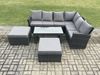 Fimous 8 Sitzer Gartenmöbel-Set aus Rattan Hoher Rücken Rattan Ecksofa Set mit 2 Großer Hockern Rechteckiger Couchtisch Bild 2