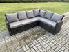 Fimous 8 Sitzer Gartenmöbel-Set aus Rattan Hoher Rücken Rattan Ecksofa Set mit 2 Großer Hockern Rechteckiger Couchtisch Bild 4