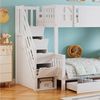 Flieks Etagenbett, Kinderbett 90/120x200cm mit Fenster Rutsche Stauraumtreppe Schublade Bild 3