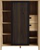 Forte JYTANA Schrank 100 105, skandinavischer Schrank mit 2 Schubladen, Schranktür und 3 offenen Fächern, Mauvella Eiche mit Schwarz, 103,4 cm breit x 129,9 cm hoch x 40,2 cm tief Bild 4