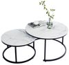 HomeGuru Couchtisch rund, Satztische 2 St, Marmormuster, Sintergestein, modernes Design (2-St, Set) Bild 4