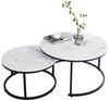 HomeGuru Couchtisch rund, Satztische 2 St, Marmormuster, Sintergestein, modernes Design (2-St, Set) Bild 5