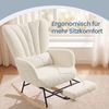 SONGMICS Schaukelstuhl mit ausziehbarer Fußstütze, Schaukelsessel, Holzbeine, Kissen, für Wohnzimmer, Fleece, creme Bild 4
