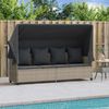 vidaXL Sonnenliege mit Dach und Kissen Hellgrau Poly Rattan 368358 Bild 3