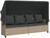 vidaXL Sonnenliege mit Dach und Kissen Hellgrau Poly Rattan 368358 Bild 2