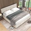 Merax Hydraulisches Polsterbett 180x200 Stauraumbett Doppelbett aus Samt mit Höhenverstellbares Kopfteil & Lattenrost Beige Bild 5
