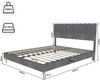Flieks Polsterbett 140x200cm, Doppelbett mit Kopfteil, Samt, Grau Bild 4