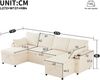 U-Form Schlafsofa 272 x 131 x 84 cm mit Getränkehaltern, Stauraum und 2 Kissen in Beige Bild 5