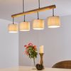 »Laives« Hängelampe aus Metall/Holz/Textil in Schwarz/Grau/Natur, 4-flammig, 4 x E27 max. 40 Watt, Höhe max. 120 cm, mit Stoff-Schirmen, geeignet für LED Leuchtmittel Bild 5
