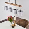 »Laives« Hängelampe aus Metall/Holz/Textil in Schwarz/Grau/Natur, 4-flammig, 4 x E27 max. 40 Watt, Höhe max. 120 cm, mit Stoff-Schirmen, geeignet für LED Leuchtmittel Bild 4