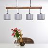 »Laives« Hängelampe aus Metall/Holz/Textil in Schwarz/Grau/Natur, 4-flammig, 4 x E27 max. 40 Watt, Höhe max. 120 cm, mit Stoff-Schirmen, geeignet für LED Leuchtmittel Bild 2