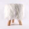 Hochwertiger Langhaar Fellhocker Kunstfell Sitzhocker Polsterhocker 30cm weiss Bild 1