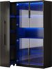 BlingBin Glasvitrine Standvitrine LED Glasvitrine 110x30x160 cm Schwarz aus MDF (1-St, mit Glasfront, ausziehbaren Regalen, Schubladen & Anti-Kipp) für Wohnzimmer/Küche/Büro Bild 3