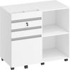 Rollcontainer, mobiler Aktenschrank, Büroschrank mit 3 Schubladen, 2 offenen Fächern, Schubladenschrank mit verstellbarem Hängeregistratur, für A4, Letter, für Büro, Homeoffice, weiß Bild 2