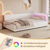 Merax Daybett Polsterbett Einzelbett Schlafsofa 90x200cm LED-Licht mit Fernbedienung, Weiß Bild 2