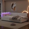Merax Daybett Polsterbett Einzelbett Schlafsofa 90x200cm LED-Licht mit Fernbedienung, Weiß Bild 3