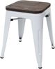 6er-Set Hocker HWC-A73 inkl. Holz-Sitzfläche, Metallhocker Sitzhocker, Metall Industriedesign stapelbar ~ weiß Bild 3