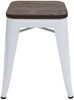 6er-Set Hocker HWC-A73 inkl. Holz-Sitzfläche, Metallhocker Sitzhocker, Metall Industriedesign stapelbar ~ weiß Bild 4