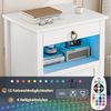 HOMECHO Nachttisch, mit LED, Steckdose & 3 Schubladen 1 Piece or 2 set, Weiß/Schwarz Bild 3