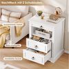 HOMECHO Nachttisch, mit LED, Steckdose & 3 Schubladen 1 Piece or 2 set, Weiß/Schwarz Bild 2
